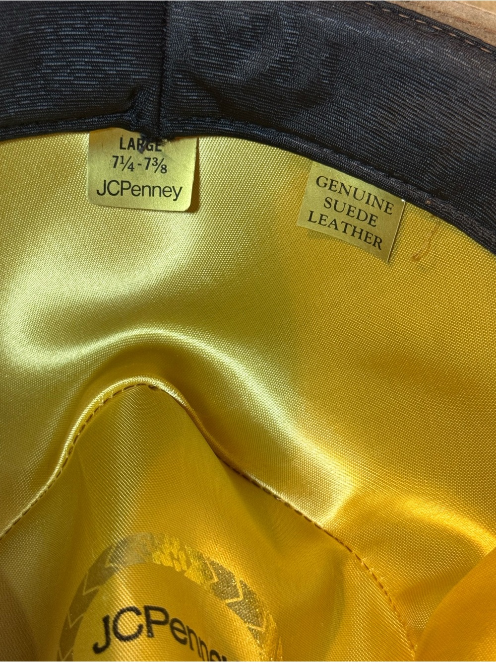 Vintage JCPenney Brown Fedora Hat Suede Leather Size 7 1/4 - 7 3/8 - Picture 8 of 9